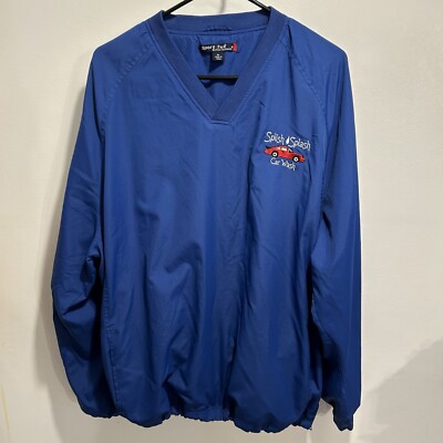 Vintage Sport-Tek Port Authority Car Wash Blue Pullover Windbreaker Jacket (XL)