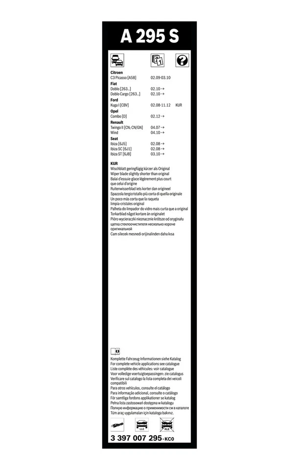 Bosch Balais d'essuie-glace plats AVANT Aerotwin A295S L=600/400mm - 1 paire - Photo 4/4