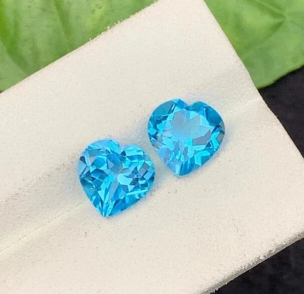 Piedra preciosa corazón suelto turmalina azul paraiba natural de 9,20 quilates con certificación AAA + 2 piezas Foto 4 de 4