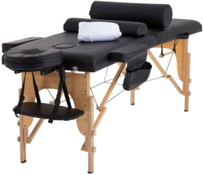 Table De Massage Pliante Réglable En Hauteur Avec Coussin - Pour Salon & Spa - Blanche