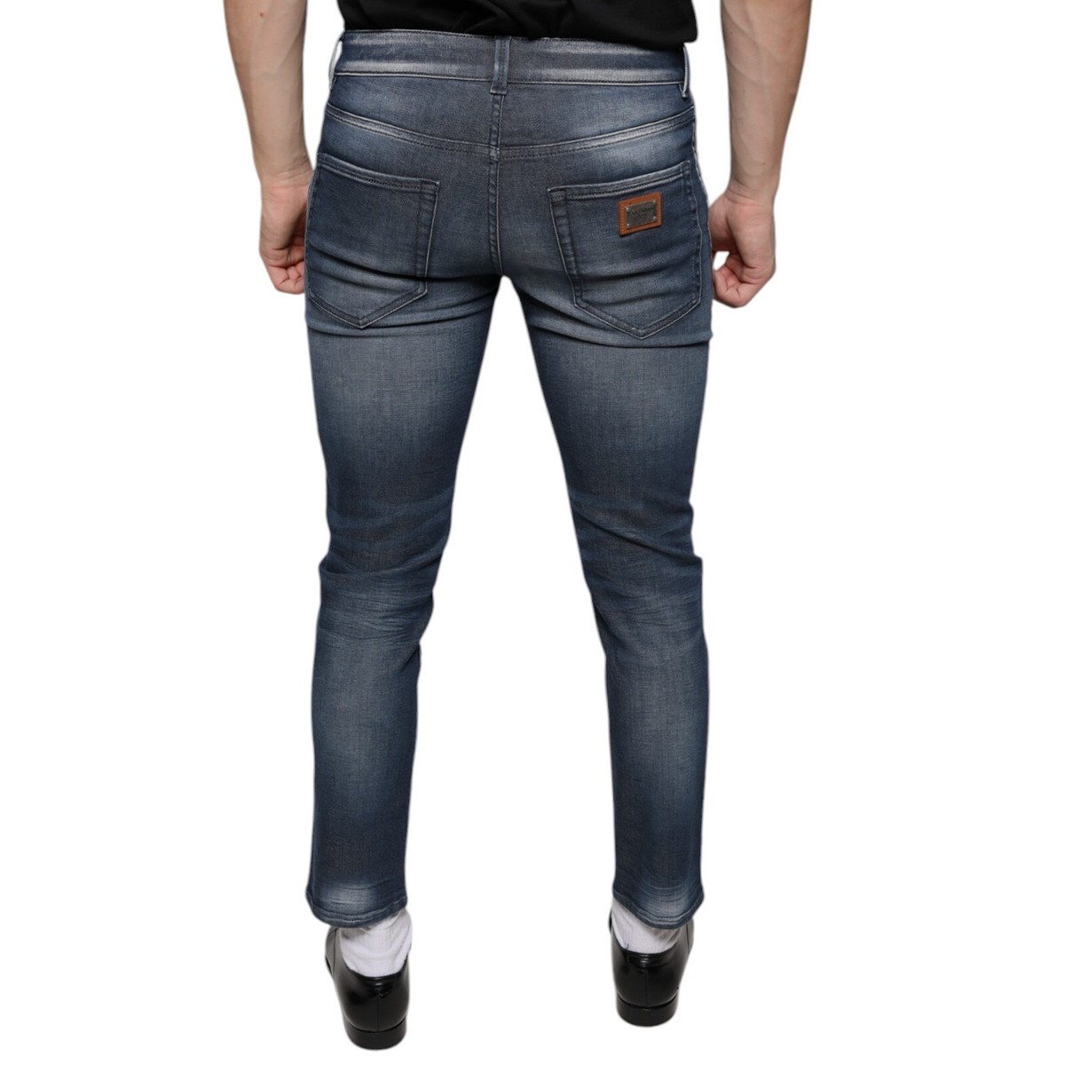 DOLCE & GABBANA Jeans Dark Blue Washed Cotton Skinny Denim IT44