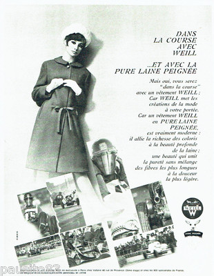 ADVERTISEMENT ADVERTISING 1016 1963 Weil Ready to Wear Virgin Wool Racing Automobile