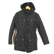 BARBOUR Damen Steppjacke Größe XS UK 8 Schwarz Full Zip Kapuze Polyester