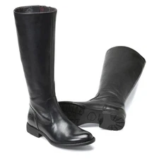 NEW $280 BORN NORTH LEATHER BLACK BOOT TALL KNEE HIGH RIDING 8 (TPO5.5)