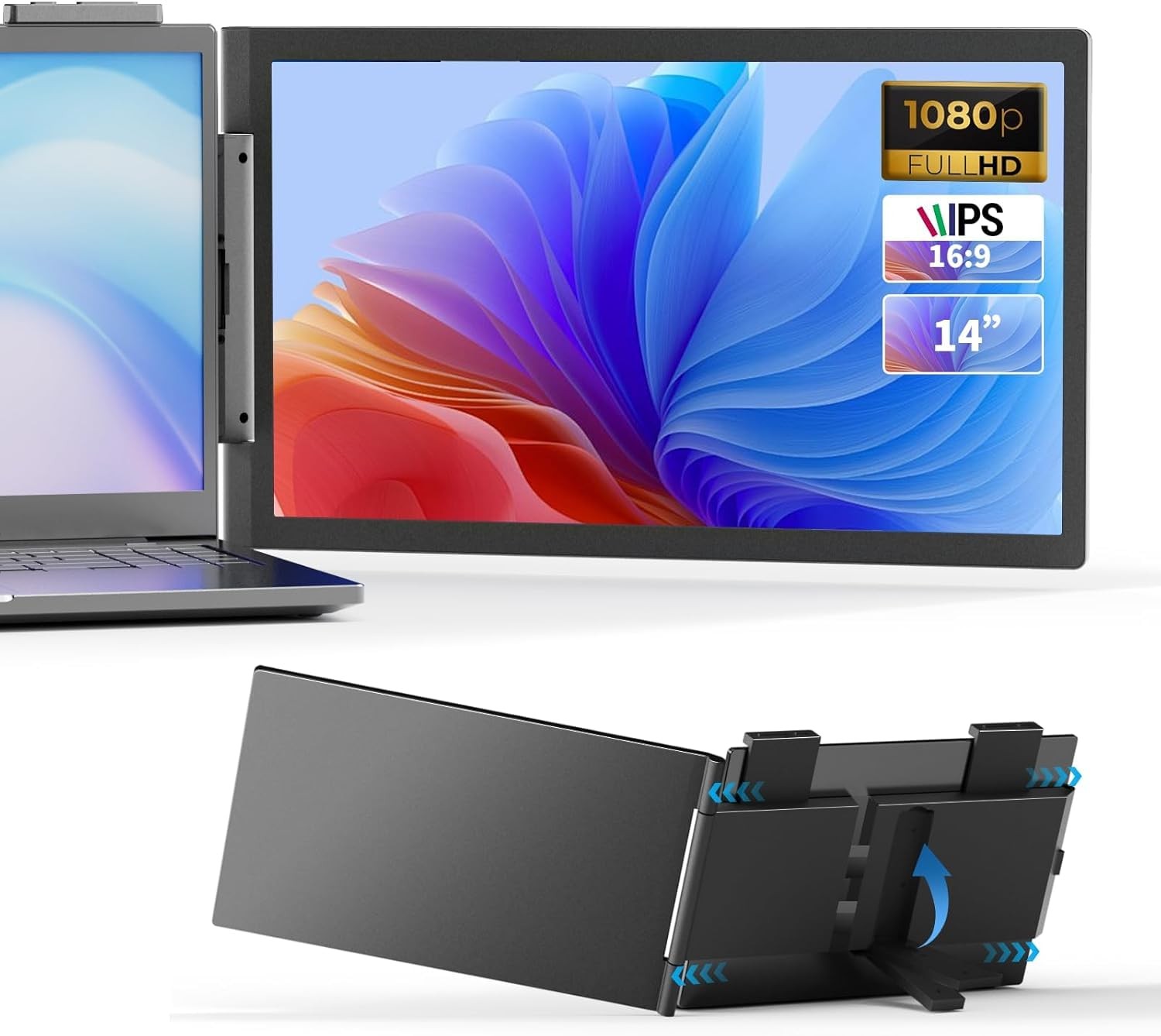Écran Portable 14" FHD IPS Double Moniteur Externe pour Ordinateur Laptop