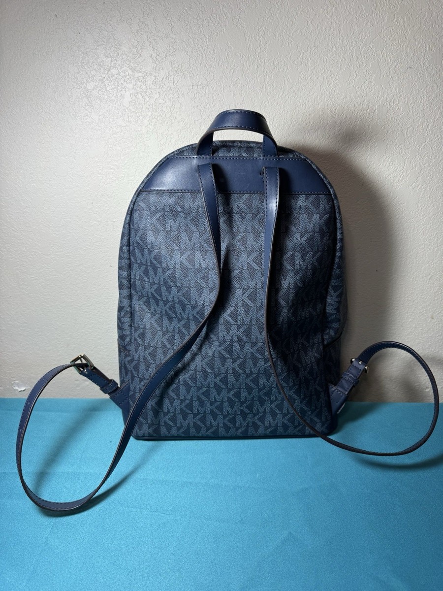 Michael Kors MK Signature Backpack Navy Blue Leather Medium  display picture 2