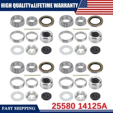 4 Sets 25580 14125A Boat Trailer Axles Bearing Kit for 5200-7000 lb.Tandem Axles