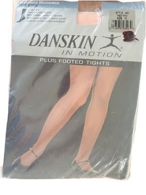 DANSKIN In Motion Style 4021 Size 1X Theatrical Pink Style Footed Tights
