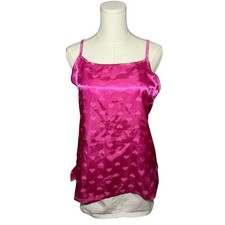 Love to Sleep Pink Satin Heart Print Cami Sleep Top L Y2K