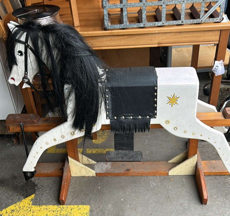 Vintage Wooden Rocking Horse on Stand 21