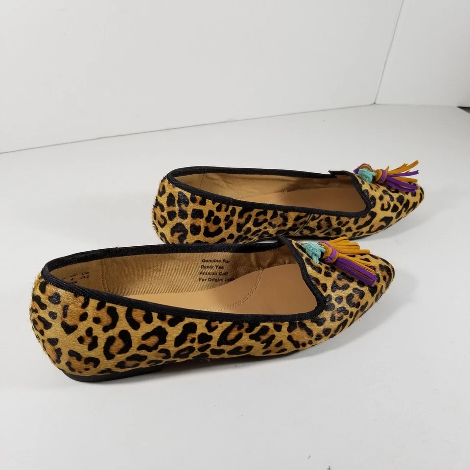 Hush Puppies туфли женский размер 6 Sadie кисточки скольжения на леопард икры волосы плоскостях - Изображение 2 из 4