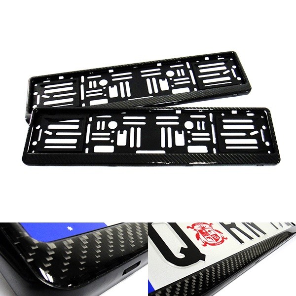 2x Genuine 3D Carbon Fibre Fiber GB License Number Plate Surround Holder Frame