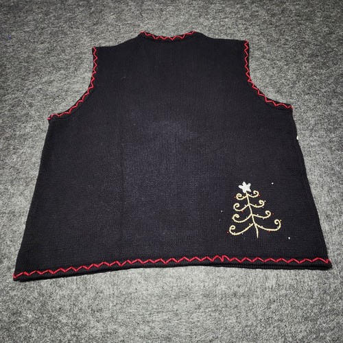 Designer Originals Studio Christmas Sweater Vest Embroidered Beaded Ribbons XL - Picture 7 of 9