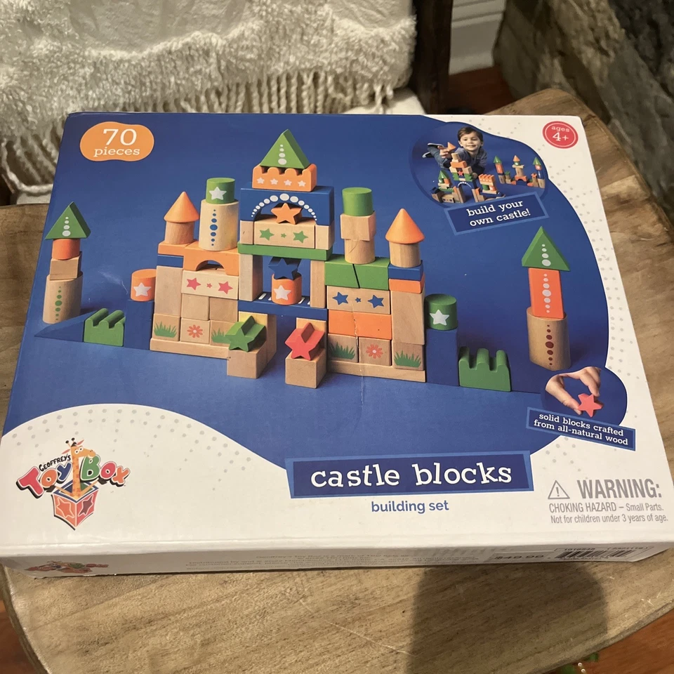 Geoffreys Toy Box 70 Pieces Castle Blocks Building Set All Natural Wood - Image 2 of 4