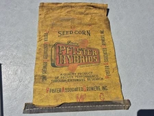 Rare 1950s Pfister Hybrids Sign Corn Seed Paper Sack / Bag 16" x 11"