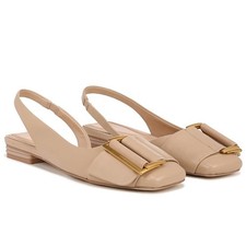 Franco Sarto Women's Classic Leather Ballet Flat Sling Backs Beige Sz 8