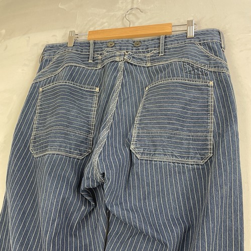 Pantalones de mezclilla Perfecto By Schott NYC para hombre talla 36 azul prendedor rayas ranchero ropa de trabajo raros - Imagen 8 de 15