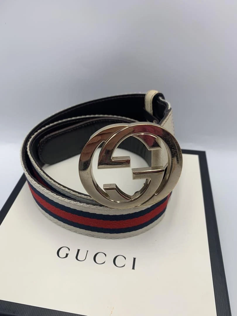 Ceinture emboîtable motif GUCCI 114876 95/38 GG beige or sans boite OCCASION