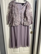 Alex Evenings Women  s Tea Length Mock Jacket Smokey Orchid 20W NWT