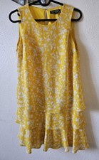 Ralph Lauren Women's Petite 2P Lemon Cream Floral Crepe Shift Dress