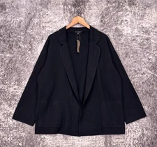 New J Crew Jacket XL Womens Eloise Sweater Blazer Cotton Merino Wool Black