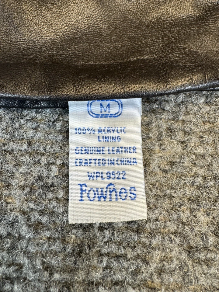 Guantes para mujer Fownes de cuero genuino negros forrados en acrílico talla mediana Foto 3 de 4