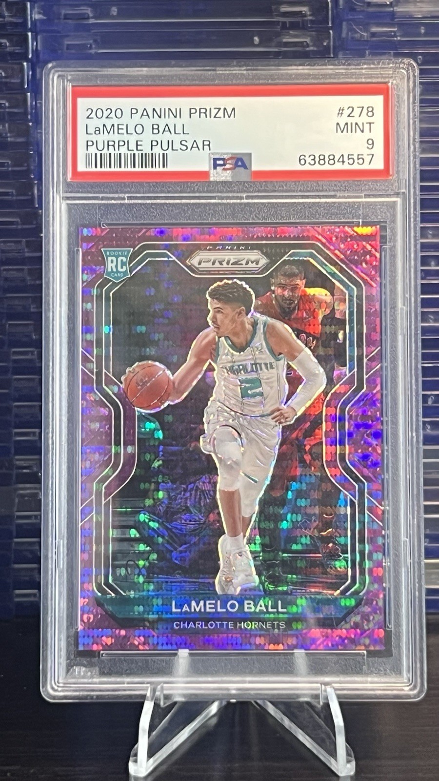 2020-21 Panini Prizm Purple Pulsar LaMelo Ball Rookie /35 PSA 9 SSP