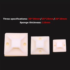 200Pcs 20*20/25*25/30*30mm White Self Adhesive Cable Wire Zip Tie Mounts Bases @