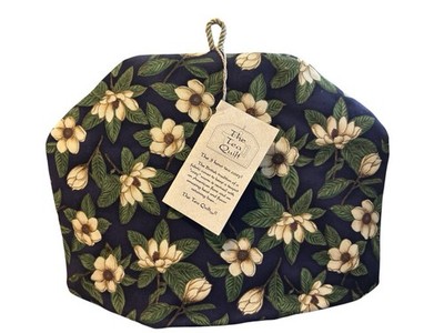 THE TEAPOT QUILT Cozy Navy Blue with MAGNOLIAS NWT D4-33