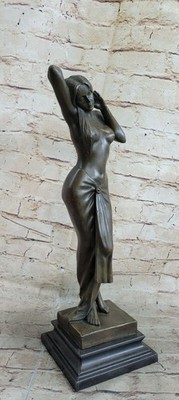 Signed Aldo Vitaleh Italian Artist Nude Statue Figurine Bronze Sculpture Figure