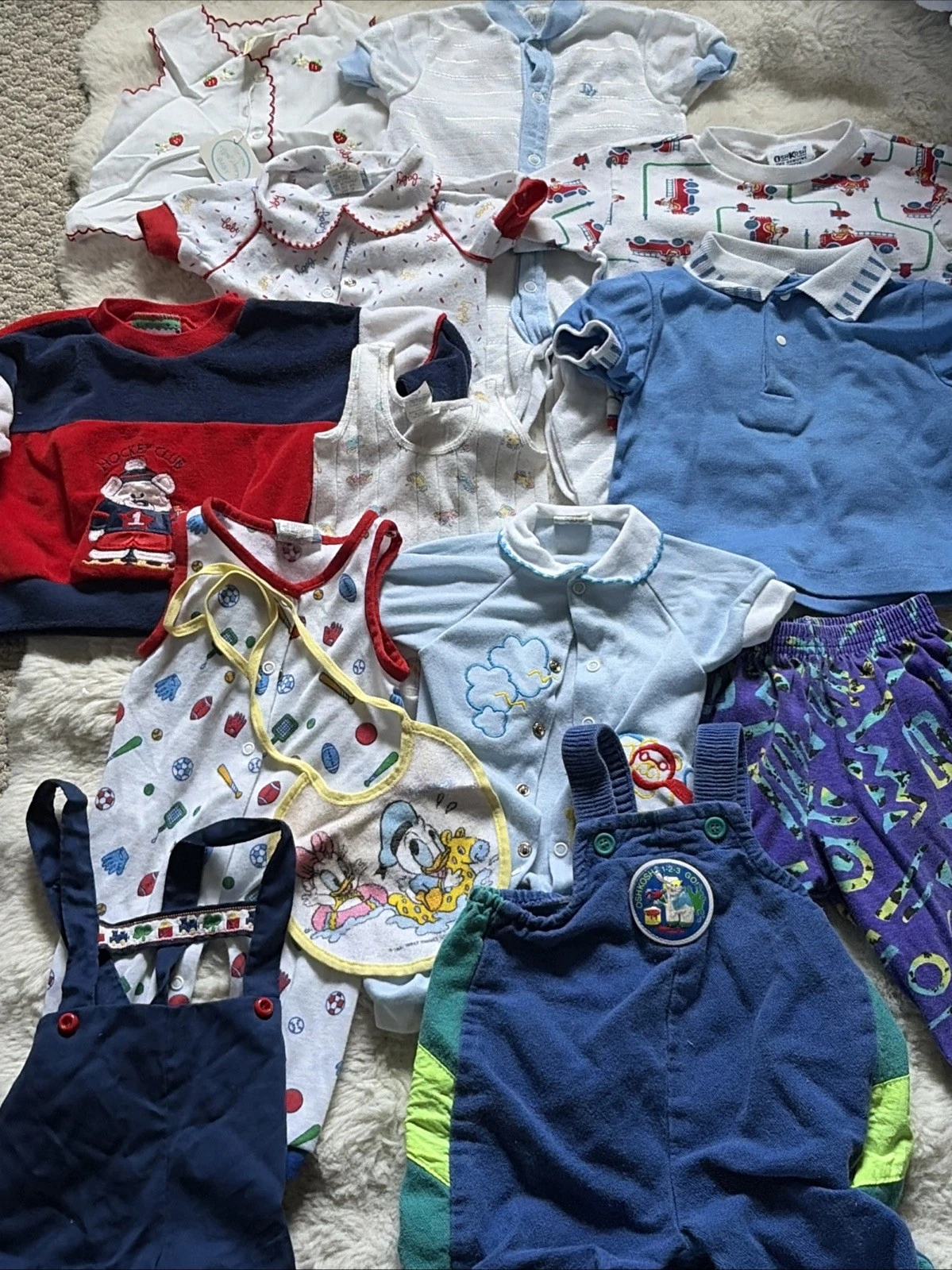 Vintage 70s-80s Baby Clothing Lot Shirts Pants Baby Dior Osh Kosh Some NWT