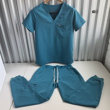 FIGS Matching Scrub Set Women's Small Teal Zamora Jogger Pant Catarina Top