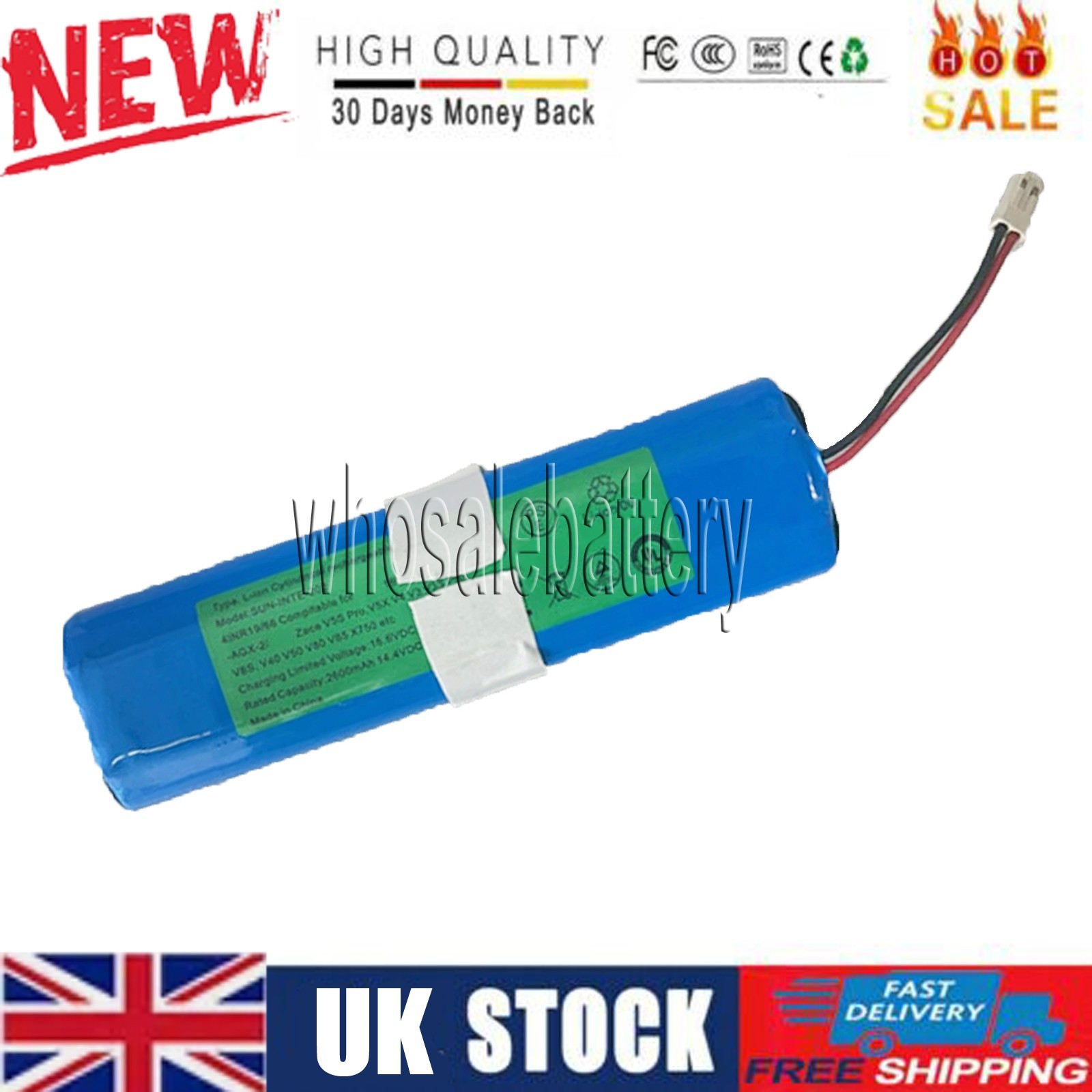 2600mAh Li-ion Battery, Battery for iLife Zaco V5s , V5x, V4, V3s , V8s, V50