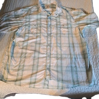 RedHead Men Size 2X Green Plaid Short Sleeve Western Snap  Down Shirt.         G
