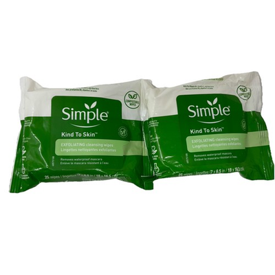 #ad Simple Kind To Skin Exfoliating Wipes Vegan Compostable 25ct; Bundle of 2 $22.95