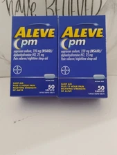 Aleve PM Nighttime Sleep-Aid Pain Reliever - 50 Caplets (2 Pack) Exp 12/25