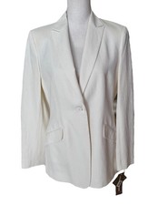 Vintage 90s Jones New York Blazer Shoulder Pads Ivory Paisley Size 8 NEW