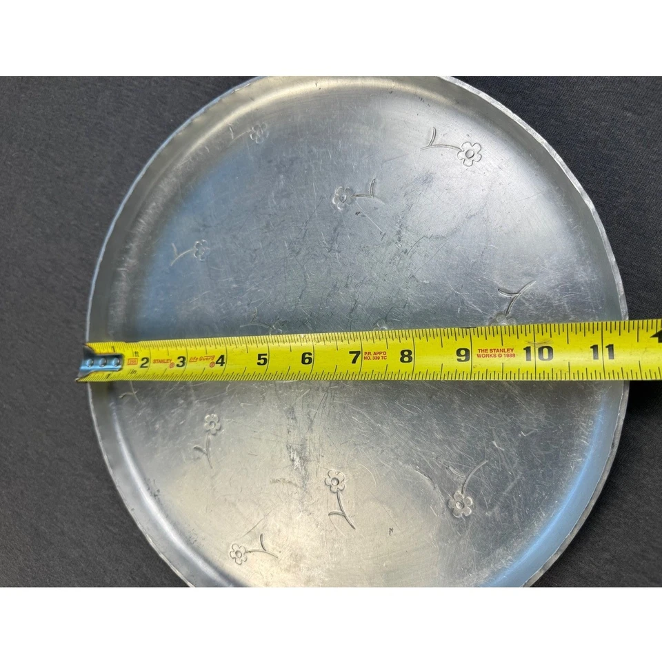 Bandeja de aluminio Palmer Smith vintage grabado floral plato para servir con asas Foto 2 de 4