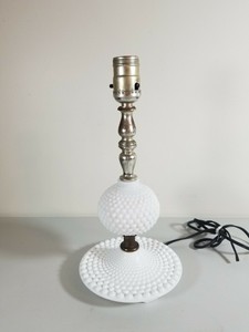 White Hobnail 12 Small Milk Glass Nightstand Table Lamp Parts Cord Cut Ebay