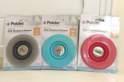 Polder Pop Up Sink Strainer & Stopper for Kitchen or Laundry Room U Pick Color