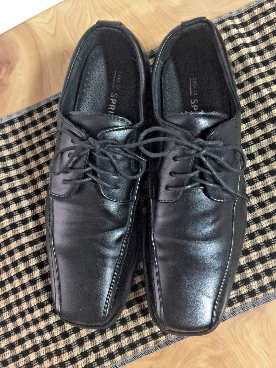 MENS CALL IT SPRING BLACK LEATHER OXFORDS LACE UP DRESS  display picture 1