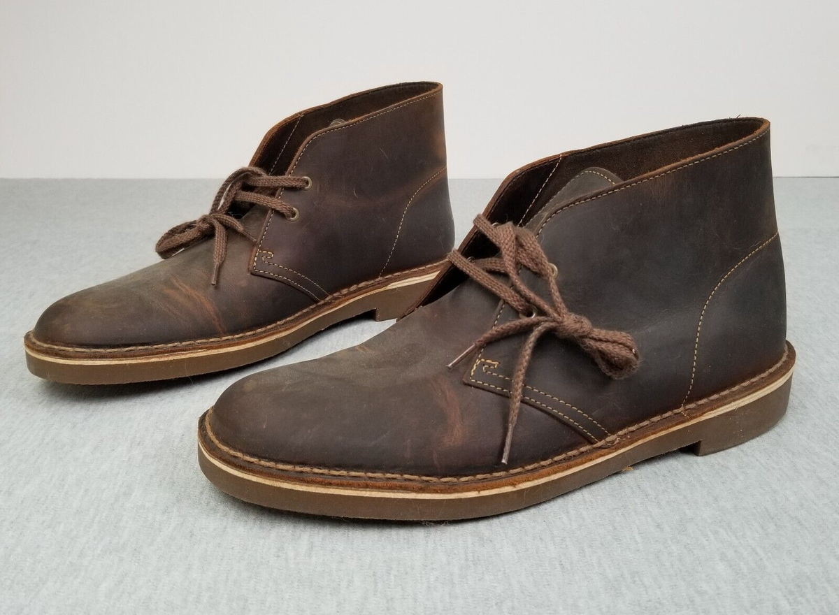 Clarks Shoes Men's Desert Boot Lace Up Chukka Boots Beeswax Leather Perfect  Cond