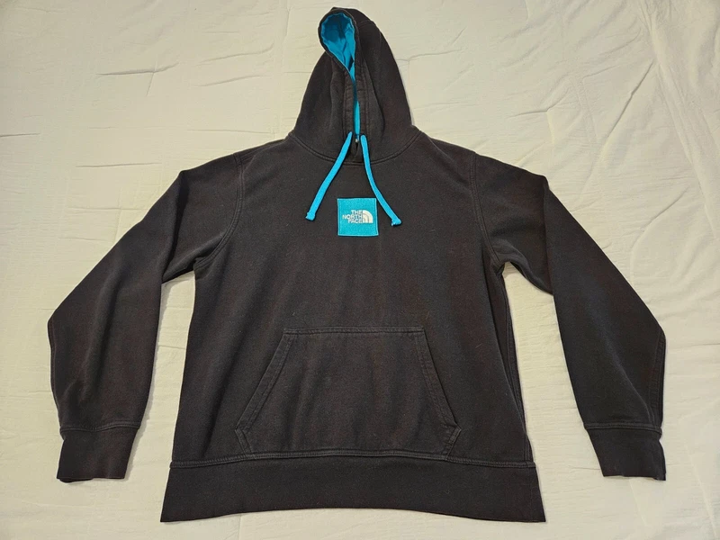 north-face logo teal blue jacket