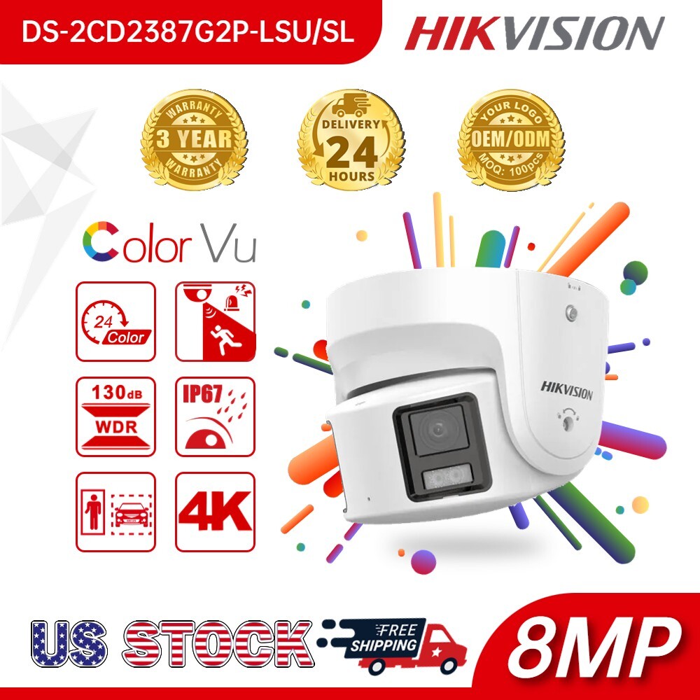 Cámara IP Hikvision ColorVU 180° Doble Lente 4K 8MP Modelo DS-2CD2387G2P-LSU/SL 4mm