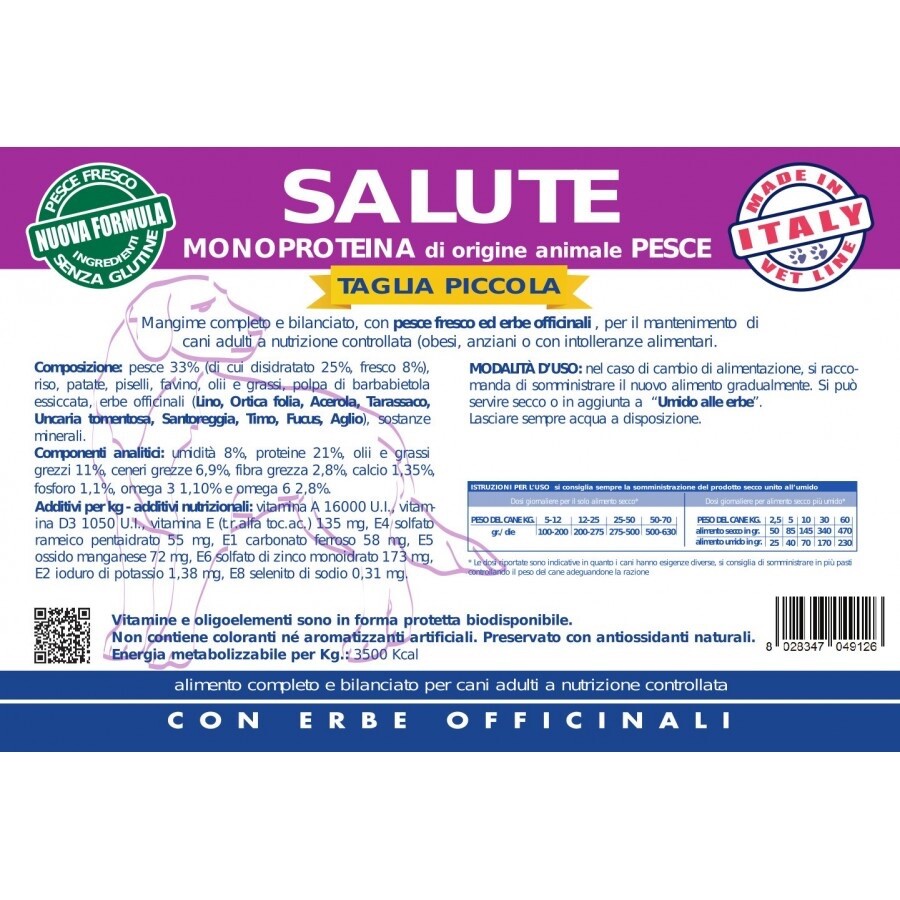 VET LINE Salute Pesce Taglia Piccola 12,5 Kg.