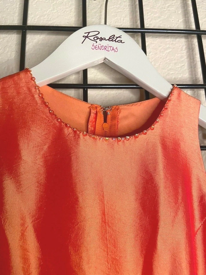 NWT Plush Orange Taffeta Sweetie Pie Pageant/Party/Formal Gown sz 5-Fit 8-9Y - Image 4 of 4