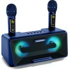 MASINGO Karaoke Machine with 2 Wireless Microphones, Portable Bluetooth Speakers