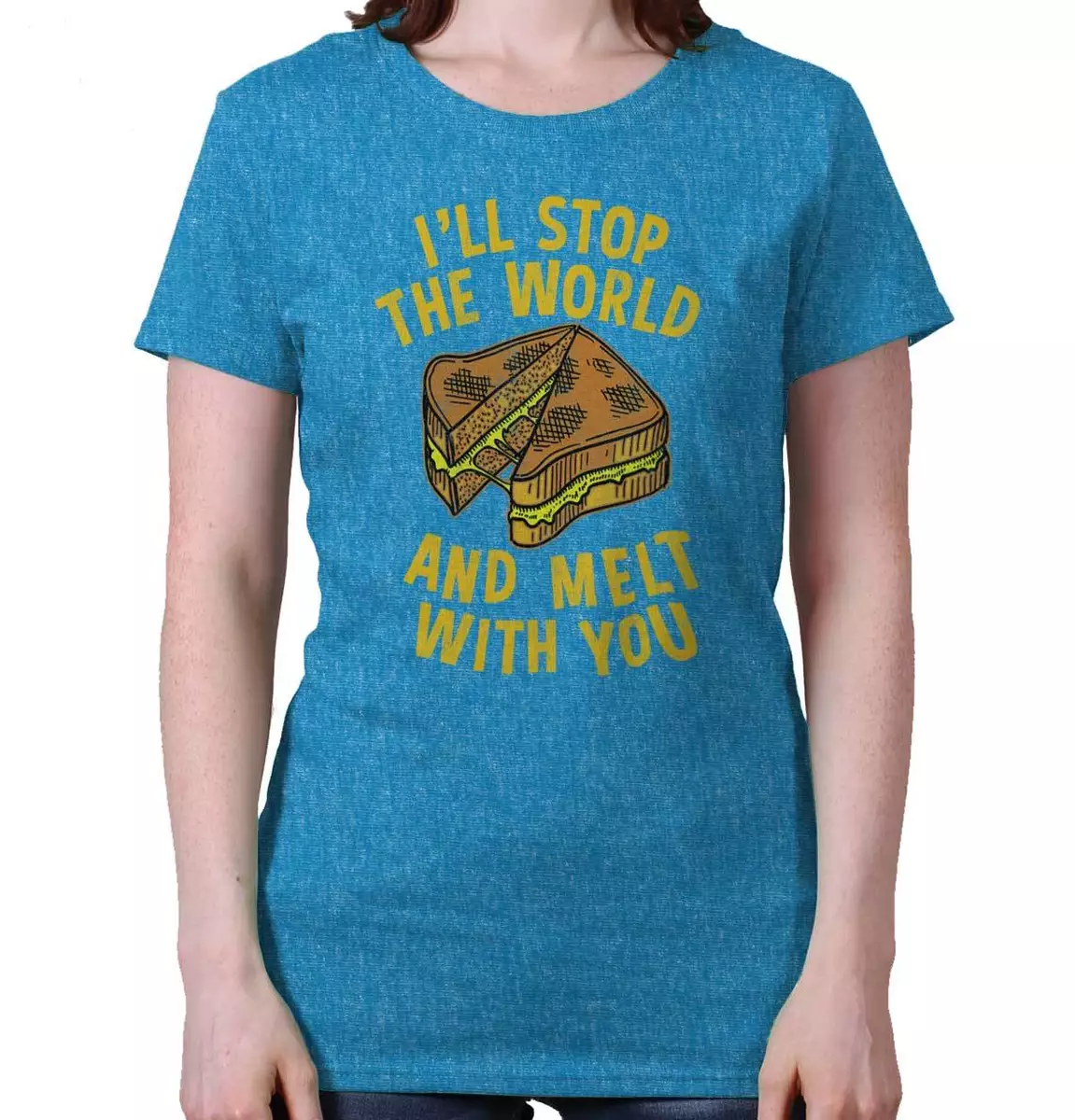 Stop World Melt With You Funny Shirt Grilled Cheese Graphic T