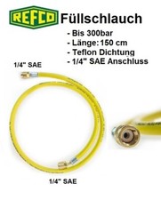 Refco High Quality F&uuml;llschlauch, u.a. f&uuml;r R134a, R407c, R404A, 1/4" SAE 150 cm,