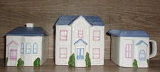 Hearth & Home Design Victorian Townhouse Creamer Sugar & Napkin Set 1988 HH&D